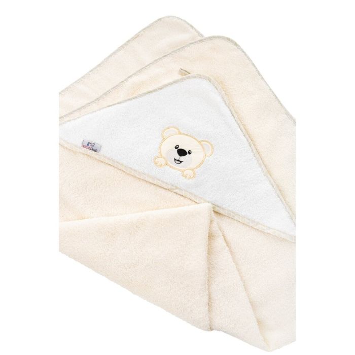 Dvielis ar kapuci  zīdainim  "Bear" 80x80 cm  ecru