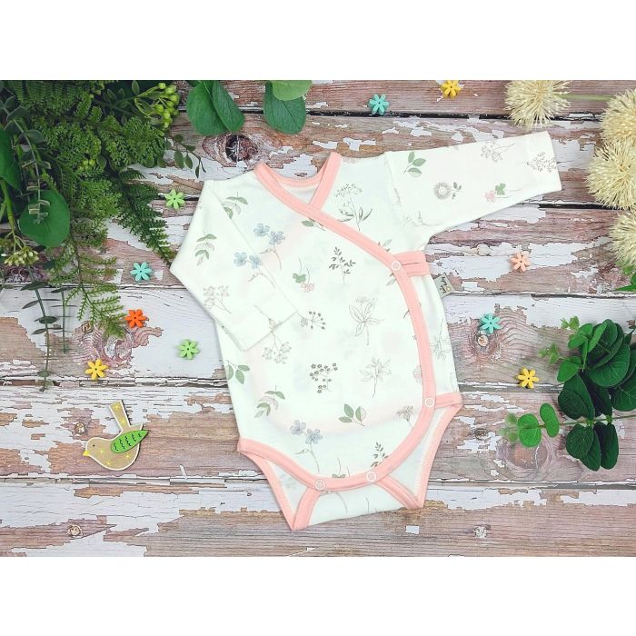 Bodijs ar garām piedurknēm "Story by nature pink"    