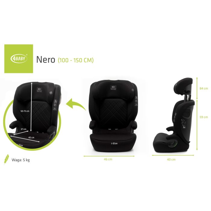 4Baby autokėdutė NERO 100-150CM juoda I-SIZE