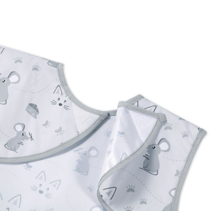 Babyono prijuostė neperšlampama su kišene nuo 6 mėn peliukas pilkas 1641/01