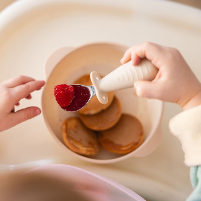 Babyono šaukštelis šakutė nerūdijančio plieno kreminiai 1665/03