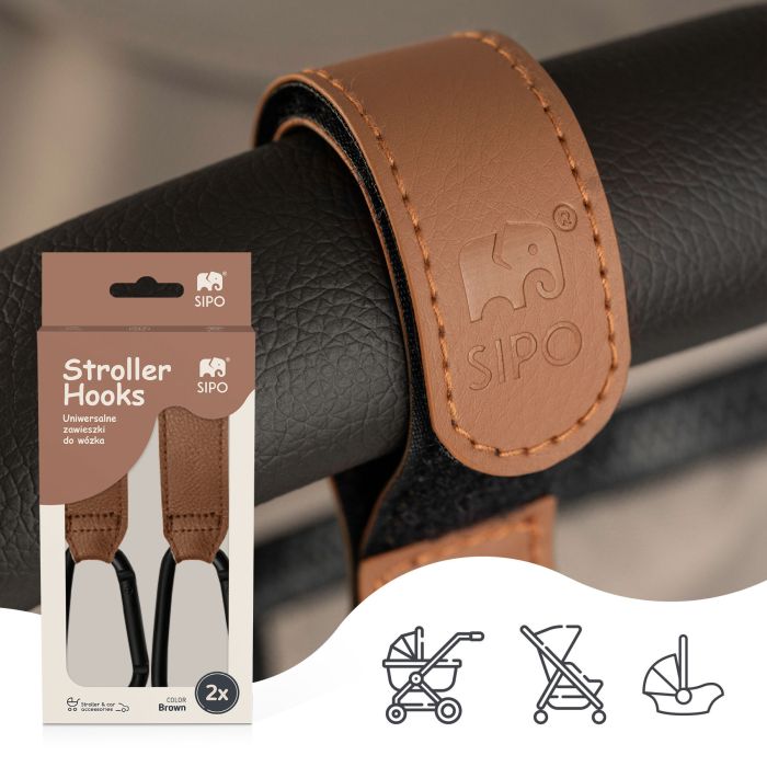 SIPO kabliukai vežimėliui 2vnt rudi SCA-11