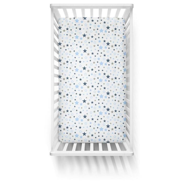 Ankras paklodė  su guma 120x60 mėlynos žvaigždės baltas