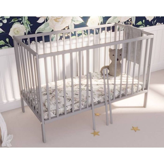 Bobas vaikiška lovytė nuleidžiamas šonas MAGDA pilka 120x60