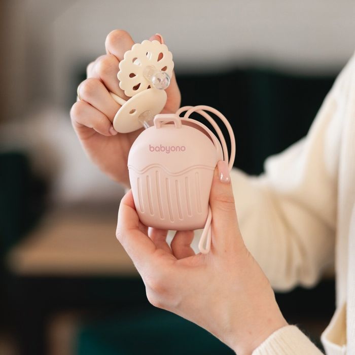 BabyOno čiulptukų dėklas silikoninis rožinis 1656/02