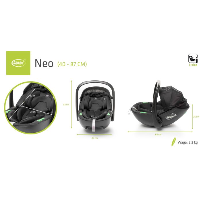 4Baby autokėdutė NEO 40-87CM I-SIZE juoda