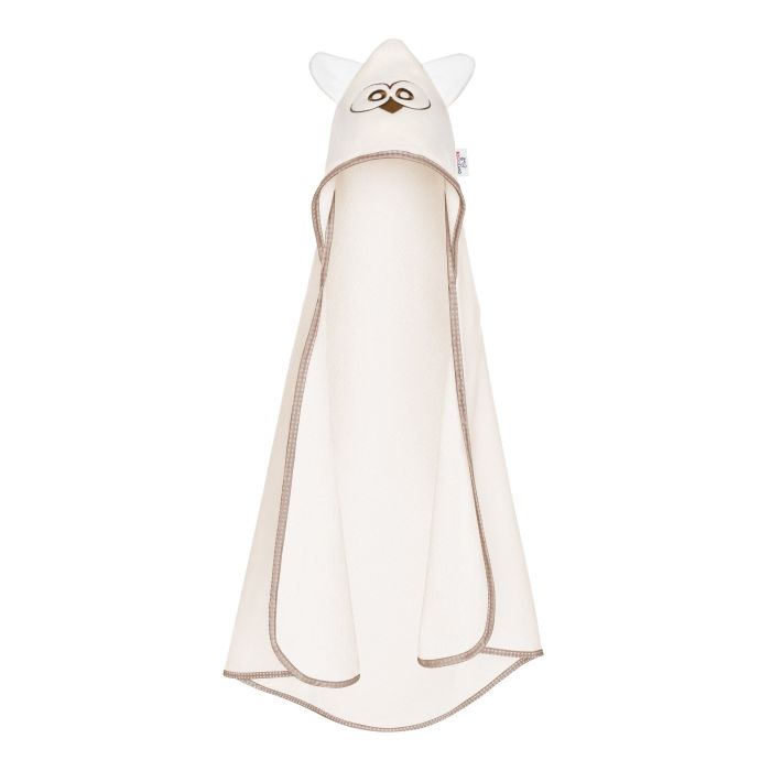 Bocioland rankšluostis su gobtuvu 80x80, kreminis, pelėda su ausytėmis, BOC0124