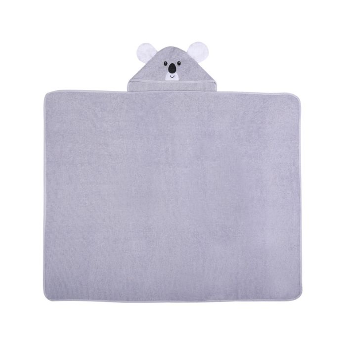 Dvielis ar kapuci  "Koala" 120x100cm  pelēks