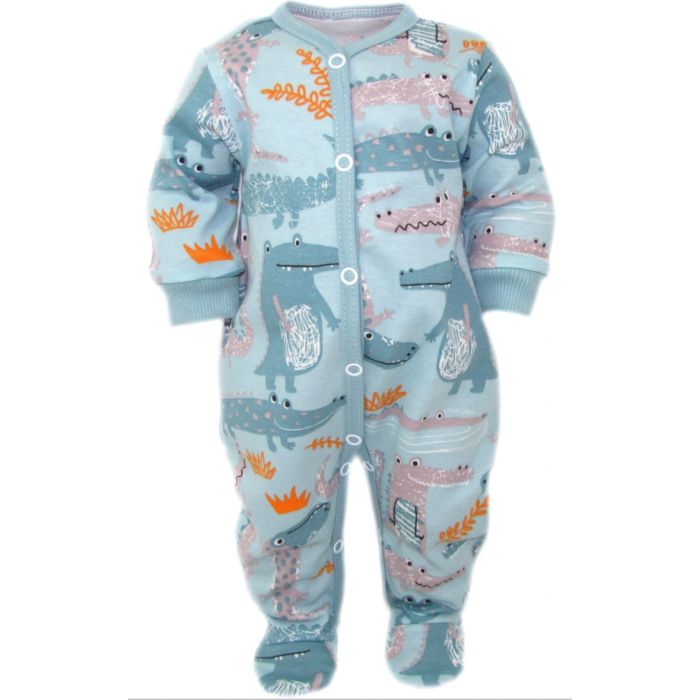 Zīdaiņu kokvilnas rāpulītis ar piedurknēm "Croco iceberg" 