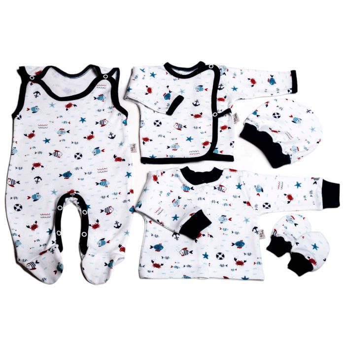 Bērnu apģērbu komplektiņš no 5 daļam "Crabs navy"