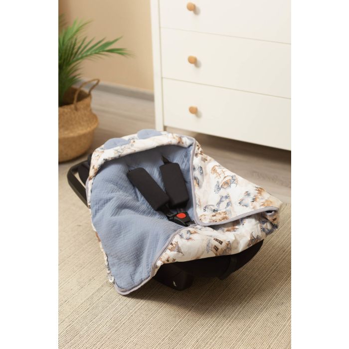 Autosēdeklīša muslīna guļammaiss "Draco" 90x90 cm jeans