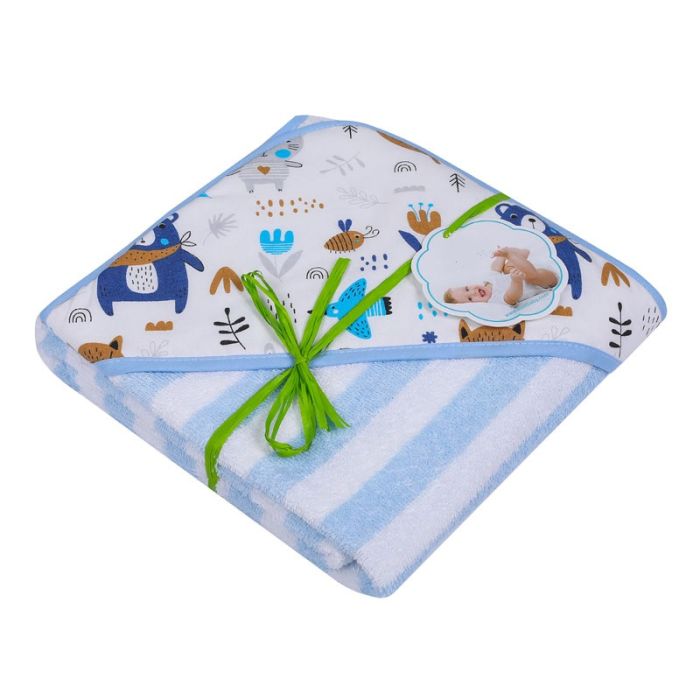 Bērnu dvielis ar kapuci "Stripes" 100x100cm zils