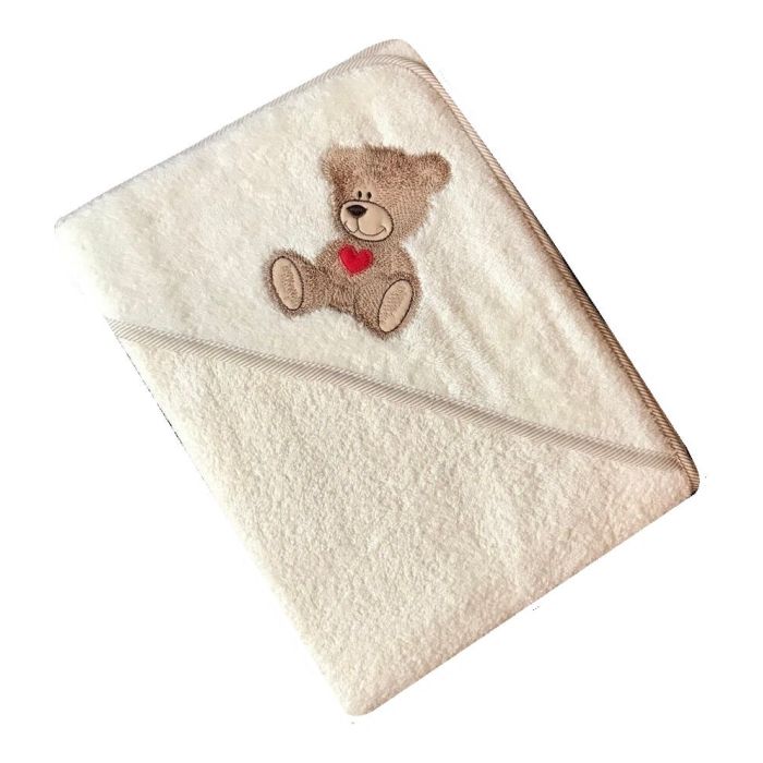 Dvielis ar kapuci "Teddy bear" 100x100cm "termofrotte" bēša