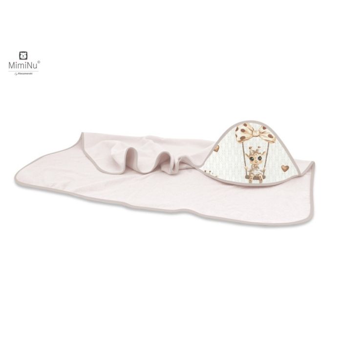 Dvielis ar kapuci "Giraffee" 100x100 cm dusty pink