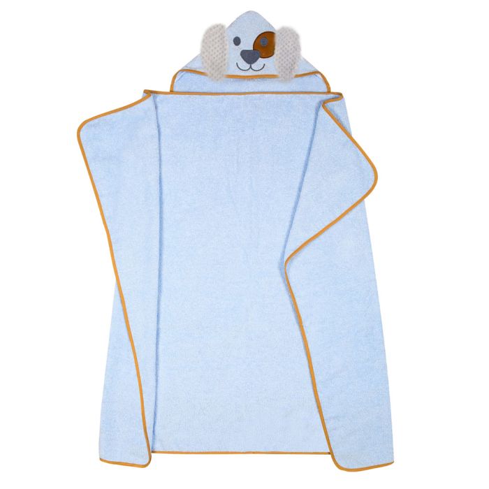 Dvielis ar kapuci  "Dog" 120x100cm  zils