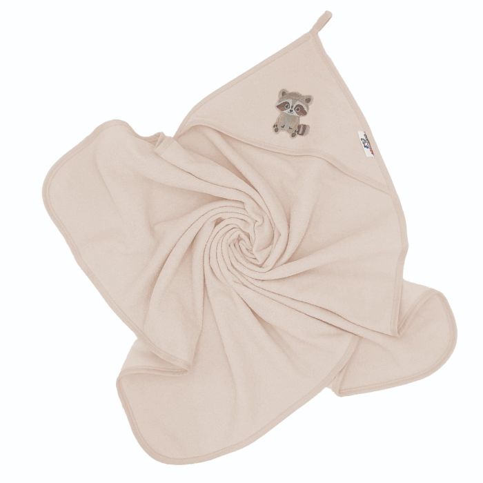 Bocioland rankšluostis su gobtuvu frotinis 80x80 kreminis meškėnas BL217