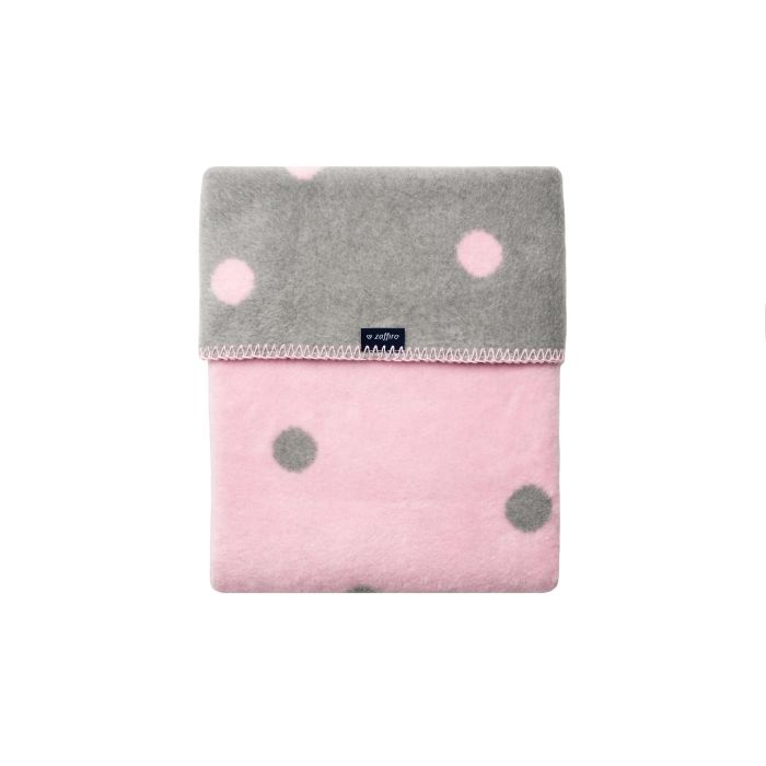 Zaffiro pledas medvilninis, 75x100, pilkas-rožinis, taškiukai
