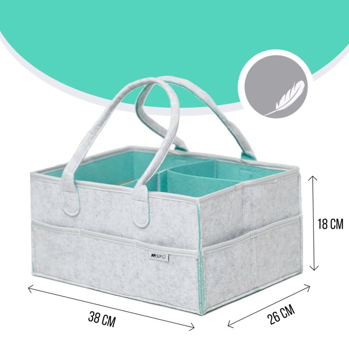 SIPO kūdikio daiktų krepšys veltinis mėtinis OF003