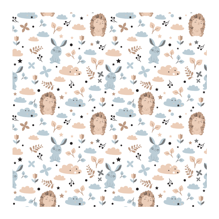 Bērnu pleds 90x80 cm "Bunny&Hedgehog" pelēks