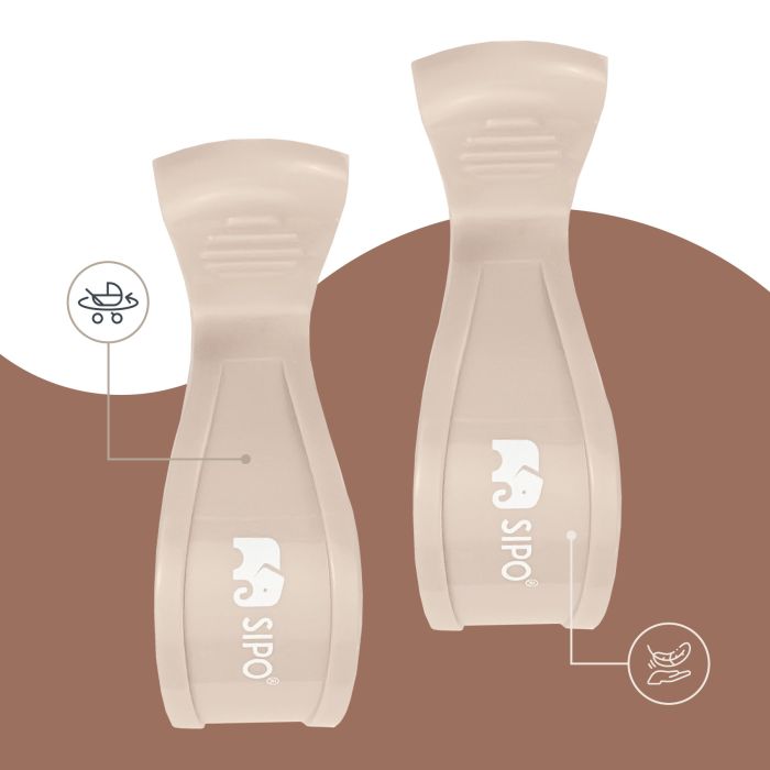 SIPO spaustukai vežimėliams 2vnt kreminiai SCA-20BE