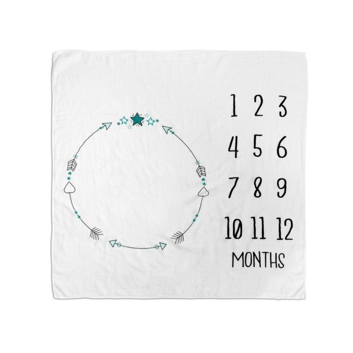 Muslina autiņi (foto fons) mazuļiem "Months" 120x120cm