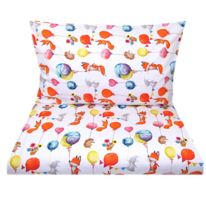 Bērnu gultas veļa šūpulim 80x70cm "Fox party" 