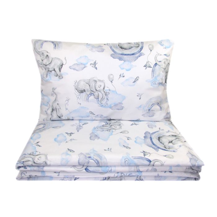  Gultas veļa komplekts šūpulim  80x70cm "Elephants"  zils