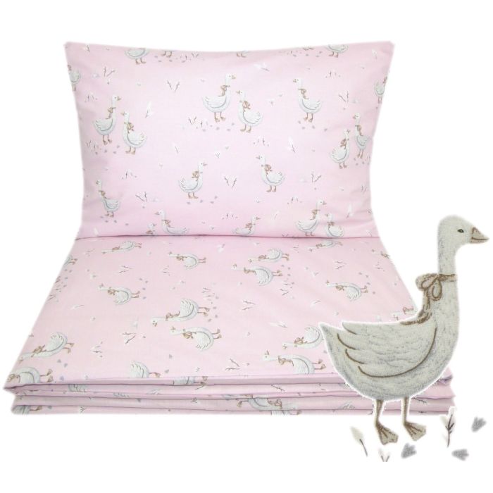  Gultas veļa komplekts šūpulim 80x70cm "Golden goose" rozā