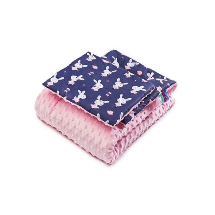 Komplekts "Pink Rabbits" 100x75cm un spilvens 