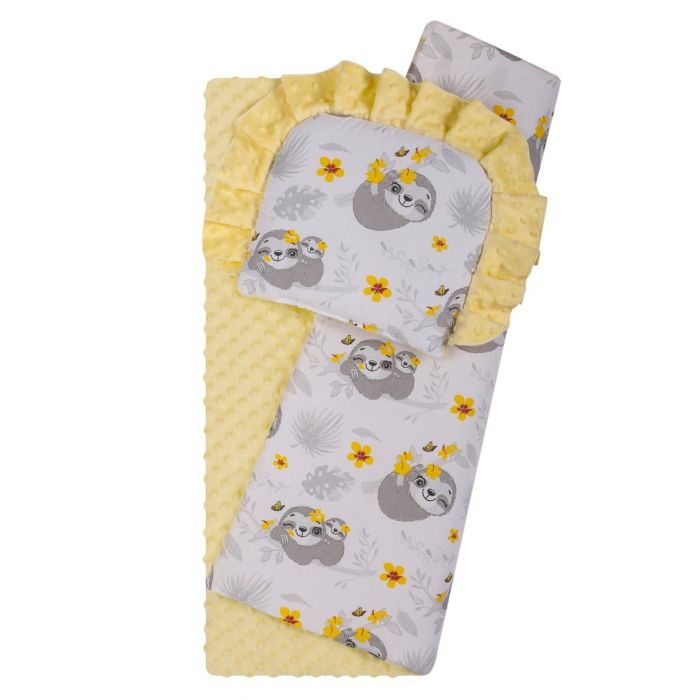 Veļas komplekts ratiņiem "Dreamer" ar dzeltenu minku