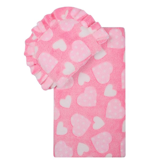 Komplekts ratiņiem spilvens un sega "Hearts"