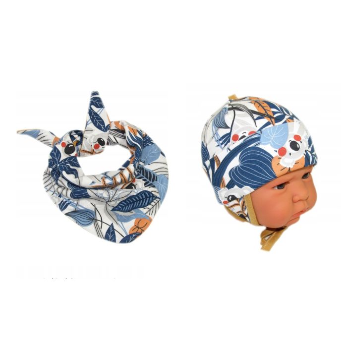 Zīdaiņu cepurīte ar šalli  "Cosy" - tropics navy