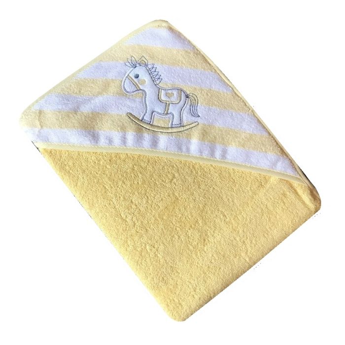 Dvielis ar kapuci  "Baby" 100x100cm "frotte", dzeltens