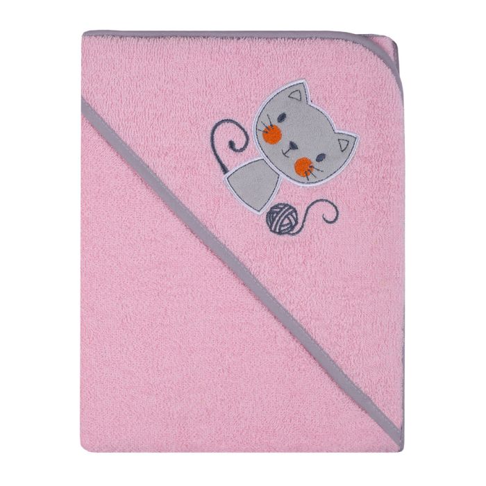 Dvielis ar kapuci  "Kitty" 80x80cm "frotte" rozā