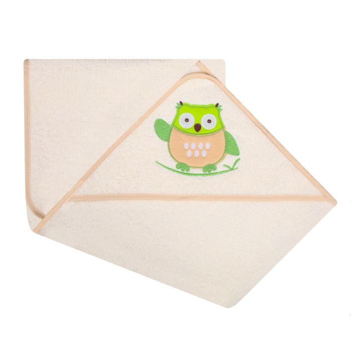 Dvielis ar kapuci "Owl" 80x80cm "termofrotte" bēšs