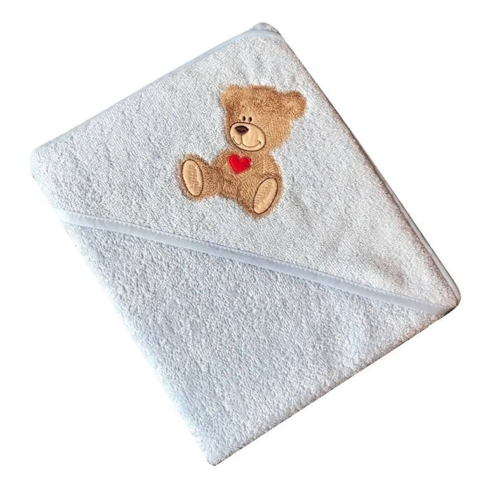 Dvielis ar kapuci  "Teddy bear" 100x100cm "frotte", zils