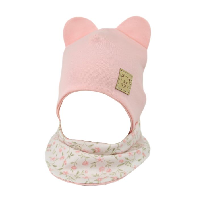 Zīdaiņu cepurīte ar šalli  "Candy pink" 