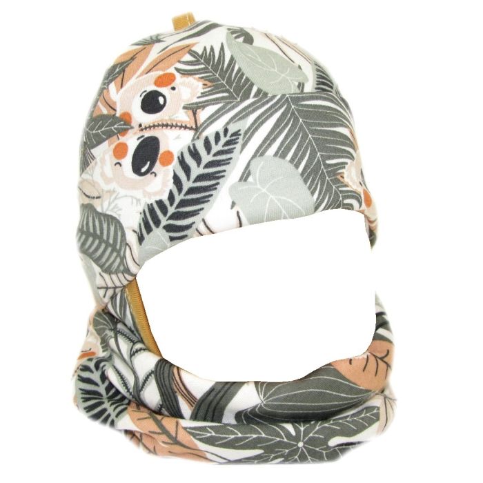 Kepurytė ir kaklaskarė kūdikiui "Cosy" - tropics brown