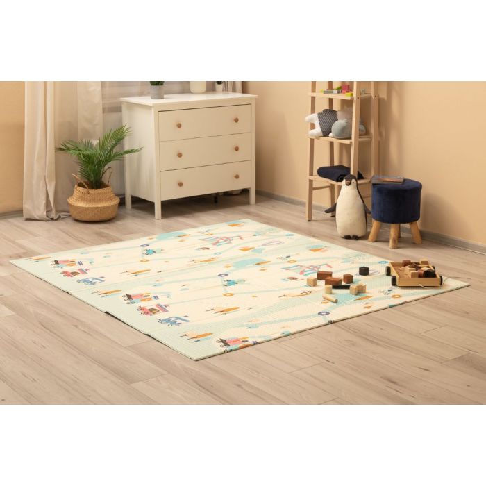 Attīstošs divpusējs rotaļu spēļupaklājs bērniem "CIRCUS" 200 x 180 cm 