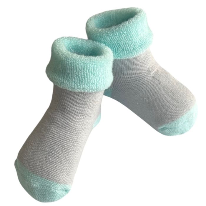 Kokvilnas zeķītes mazuļiem Grey - mint