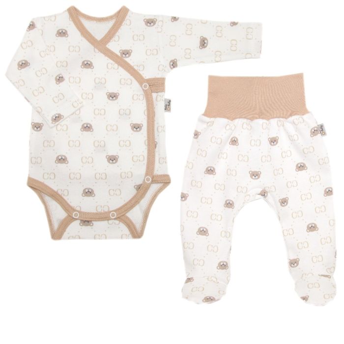 Bērnu komplektiņš no 2 daļam "Bear glamour beige" balts  I Zīdaiņu apģērbu komplekts tiešsaistē par labāku cenu / interneta veikals