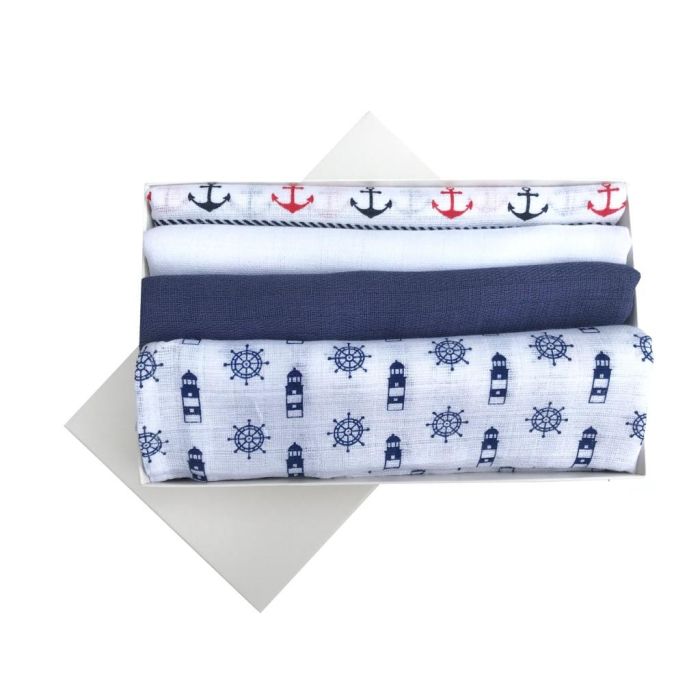 Kokvilnas autiņu komplekts "Blue sea"