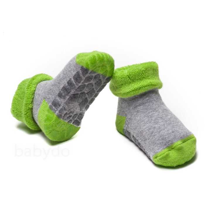 Kokvilnas zeķītes mazuļiem Grey-green "Silicon grip"