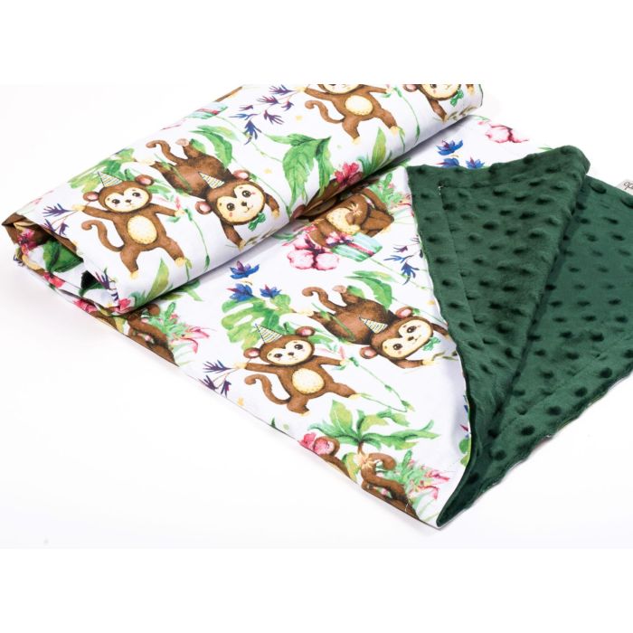 Bērnu pleds 100x75cm "Monkey's fiesta"  zaļš 