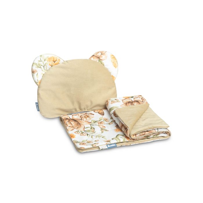 Komplekts "Floral beige" pleds 56x76 cm un spilvens 36x28 cm