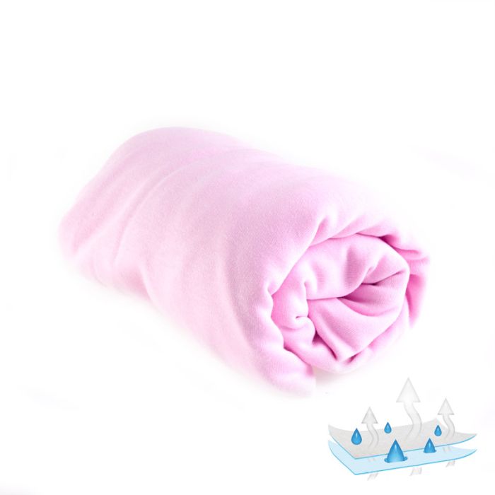 Ūdensnecaurlaidīgs palags ar gumiju, rozā "Jersey"