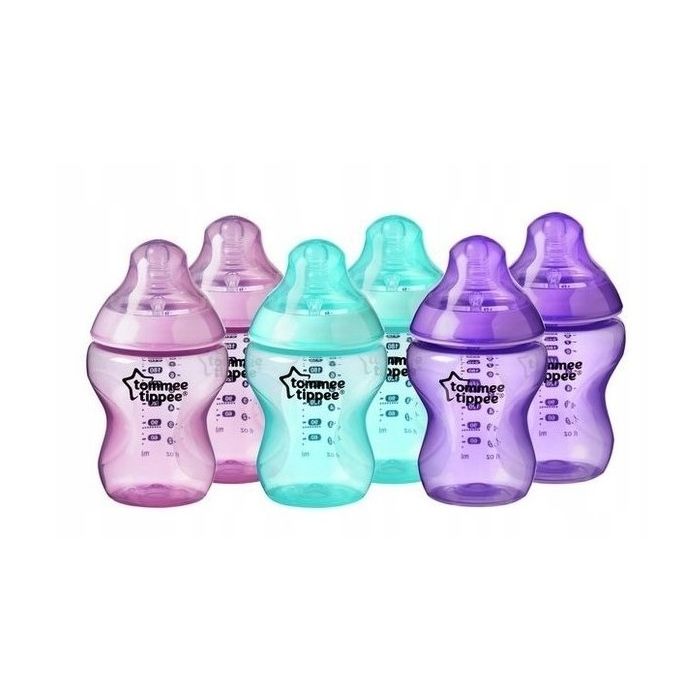 Mazuļa pudelītes "Tommee Tippee" ar knupīti 0m+ krāsains 260ml 6 gab.