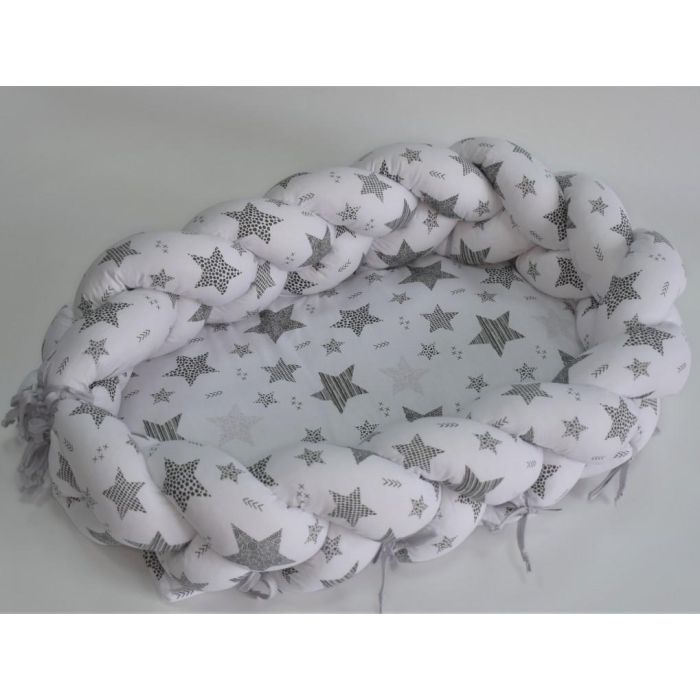 2 in 1 Mazuļa kokons ligzdiņa (+Bērnu Gultas Apmales) -  "Galaxy white "  balts