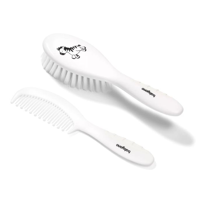 Mazuļu suka un ķemmīte "Zebra" balts