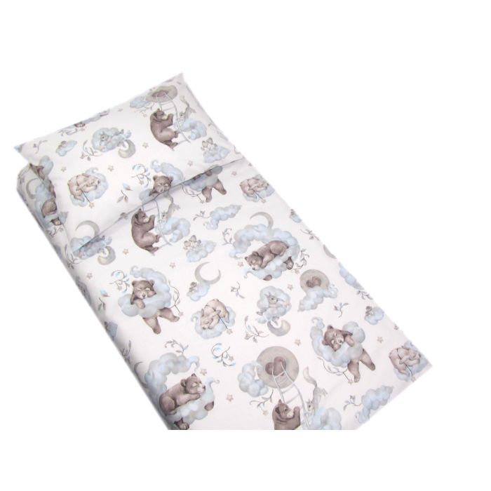  Gultas veļa komplekts šūpulim 80x70cm "Cosy clouds" zils 